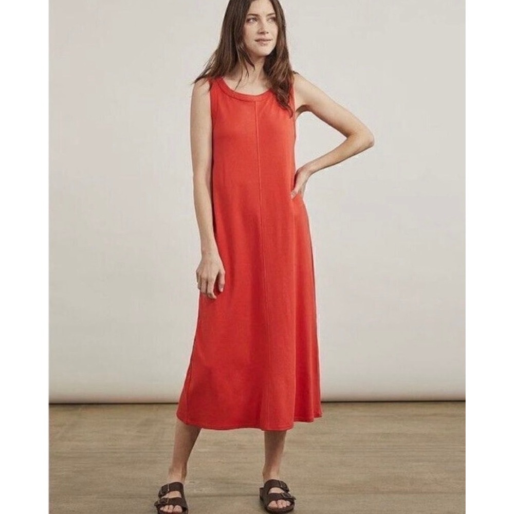 Elizabeth and James Red Cotton Sleeveless Midi Tank Dress Womens Small RN73277 - Picture 1 of 8